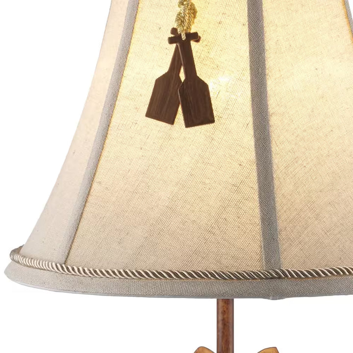 Miramar 20.5 In. 1-Light Faux Wood Canoe Indoor Table Lamp with Fabric Lamp Shade