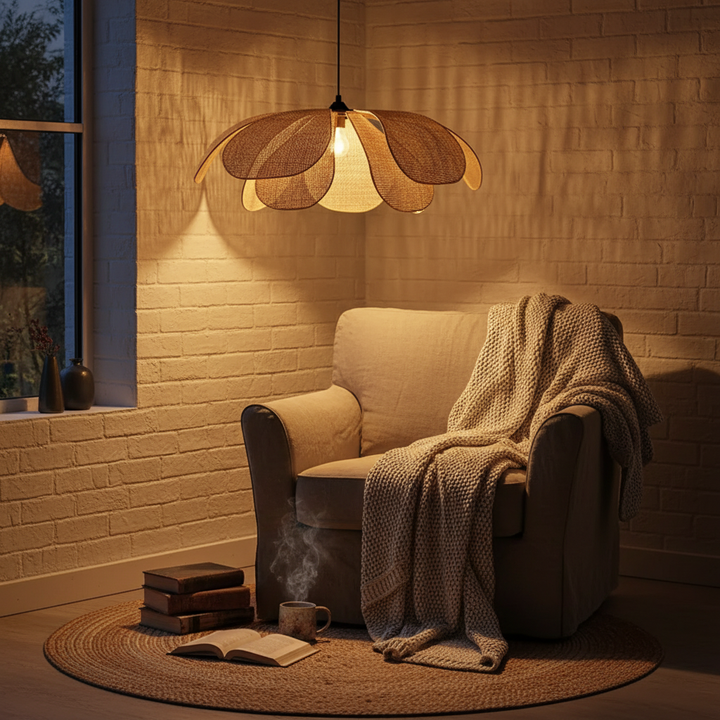 RattanGlow | Stylish Modern Hand-Woven Rattan Pendant Light Fixture 4