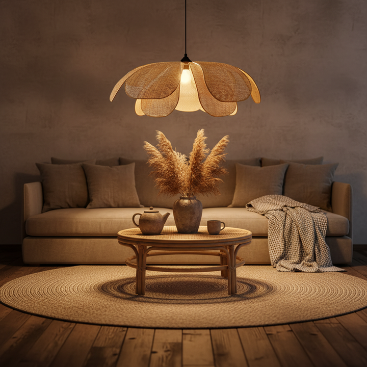 RattanGlow | Stylish Modern Hand-Woven Rattan Pendant Light Fixture 3