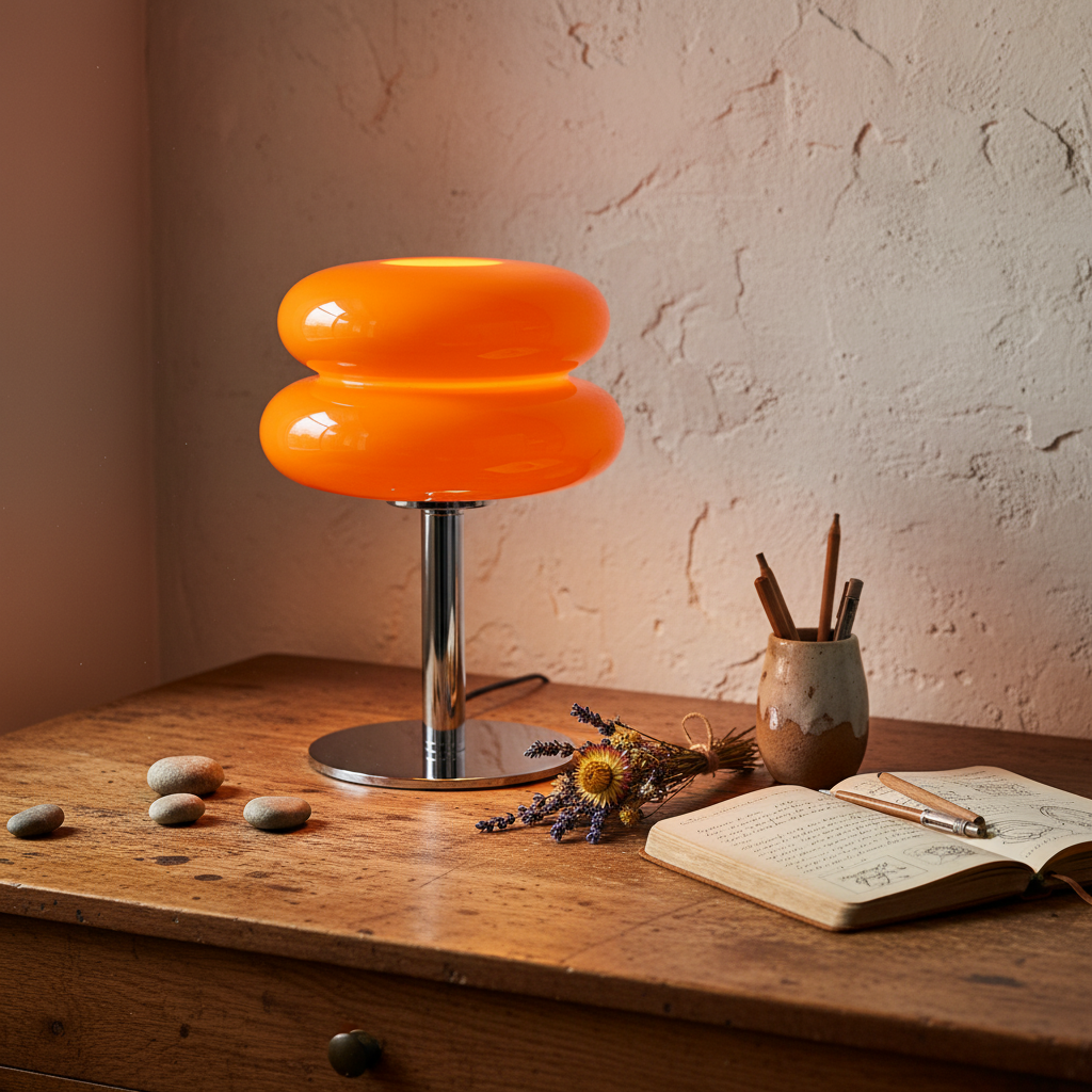 MacaronGlow | Elegant Colorful Glass Bedside Table Lamp for Ambient Lighting 5