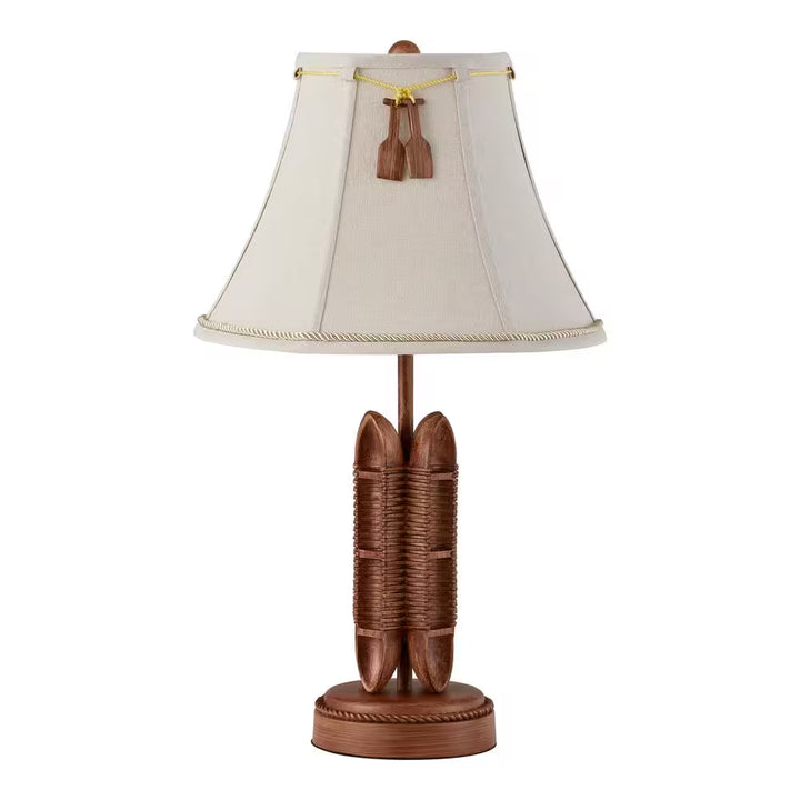 Miramar 20.5 In. 1-Light Faux Wood Canoe Indoor Table Lamp with Fabric Lamp Shade
