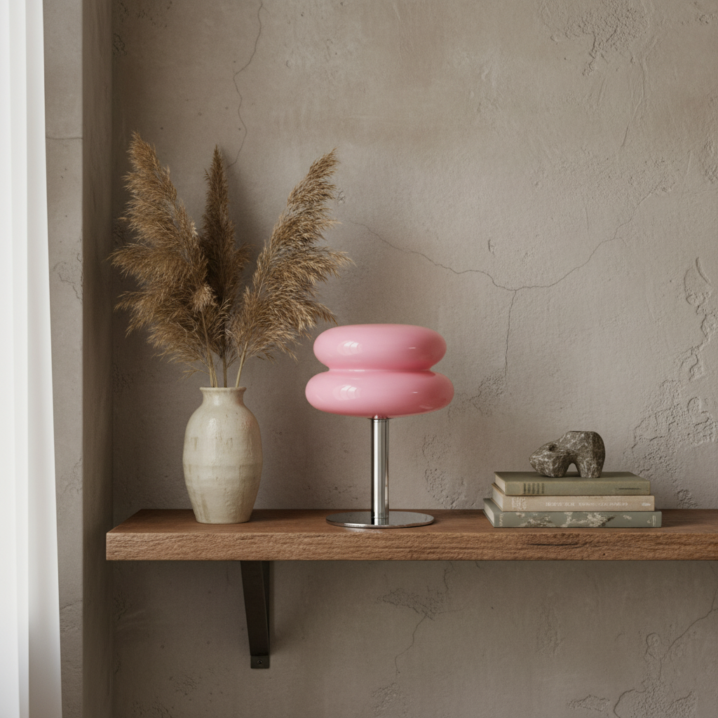 MacaronGlow | Elegant Colorful Glass Bedside Table Lamp for Ambient Lighting 21