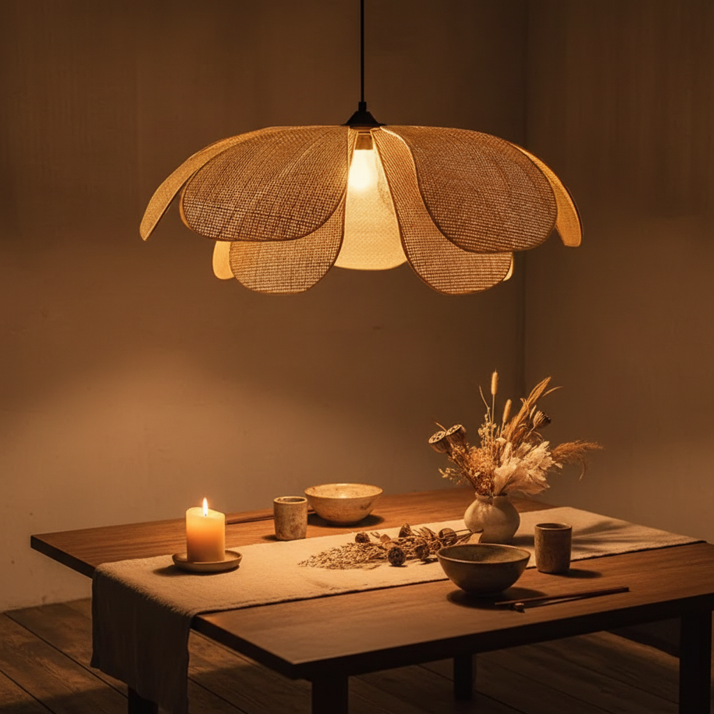 RattanGlow | Stylish Modern Hand-Woven Rattan Pendant Light Fixture 2