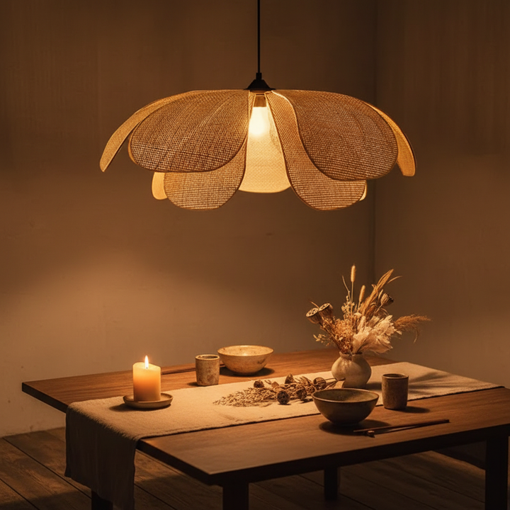 RattanGlow | Stylish Modern Hand-Woven Rattan Pendant Light Fixture 2