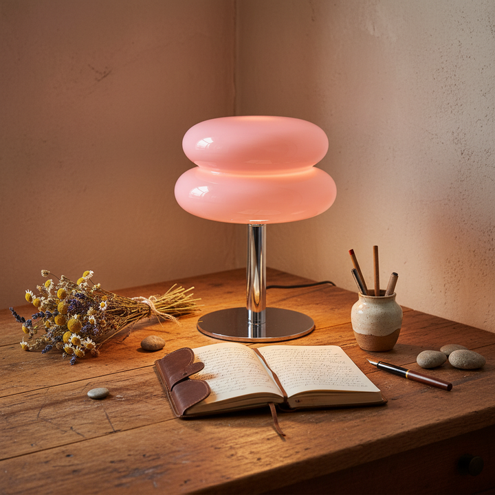 MacaronGlow | Elegant Colorful Glass Bedside Table Lamp for Ambient Lighting 18