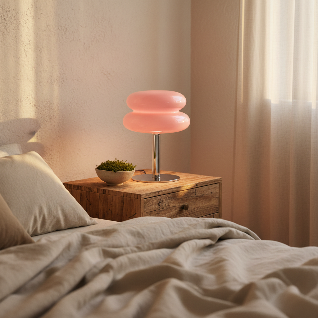 MacaronGlow | Elegant Colorful Glass Bedside Table Lamp for Ambient Lighting 20