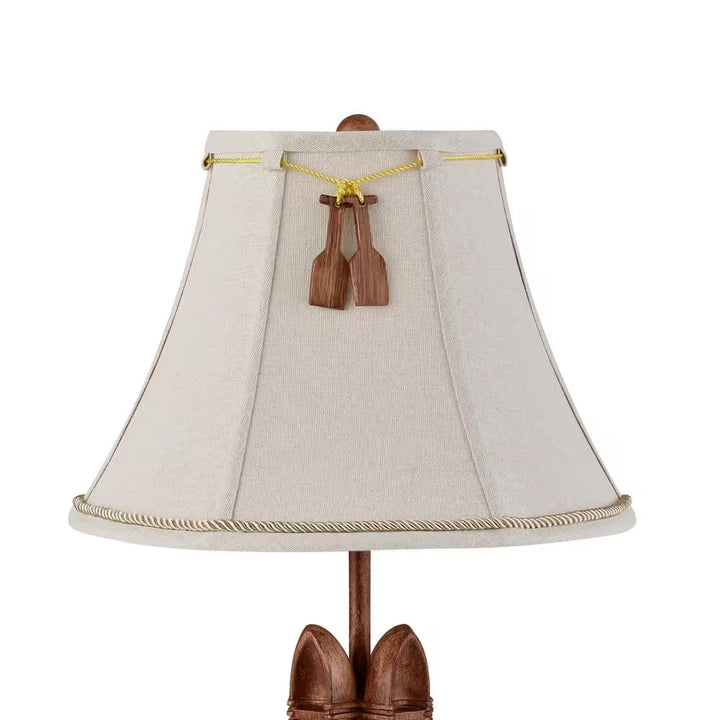 Miramar 20.5 In. 1-Light Faux Wood Canoe Indoor Table Lamp with Fabric Lamp Shade