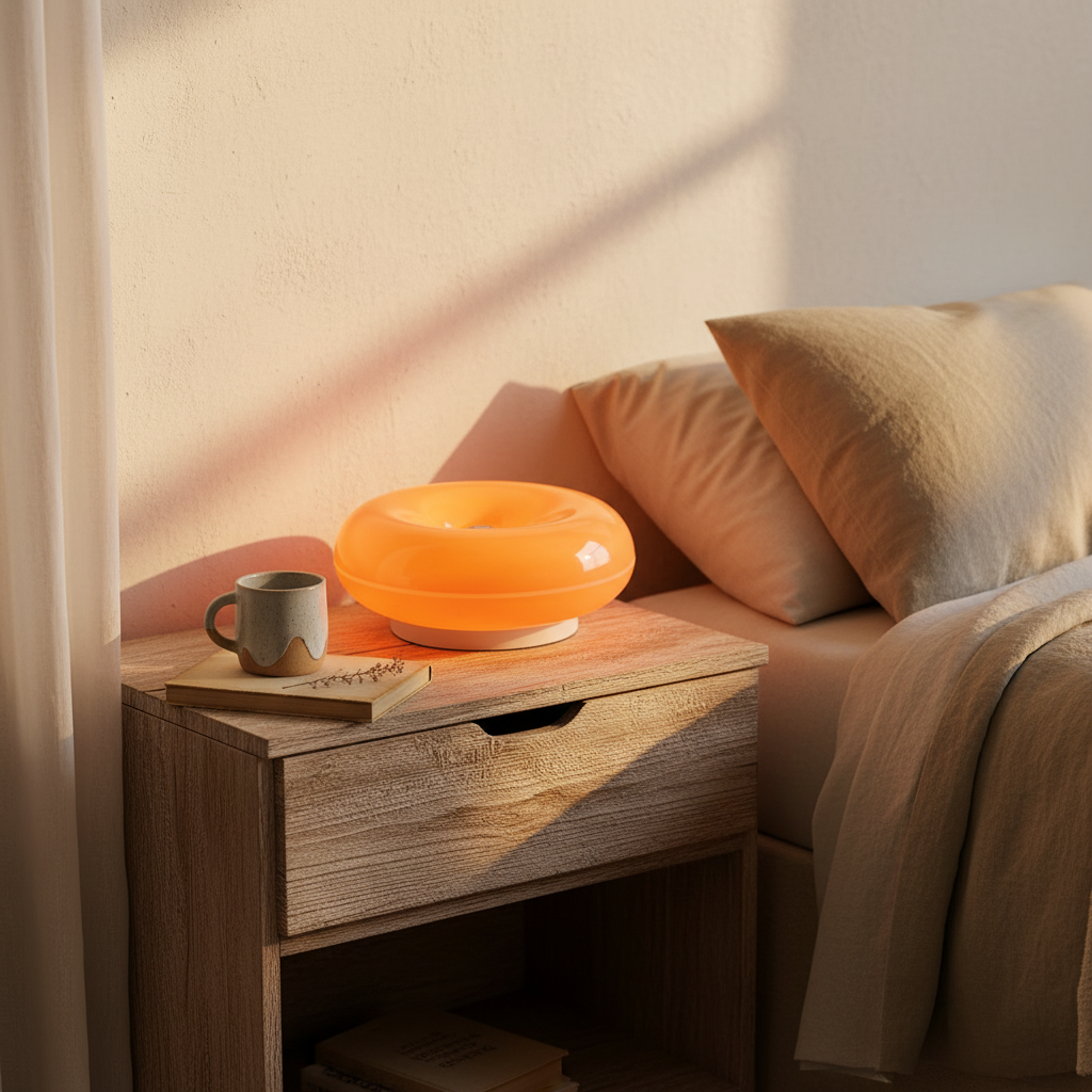 Cozy LED Table Lamp | Dimmable Donut Design for Ambient Bedroom Lighting 3