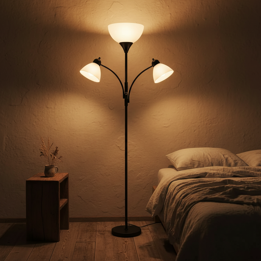 Luminara | Modern Black Standing Floor Lamp with Dimmable Reading Lights 7