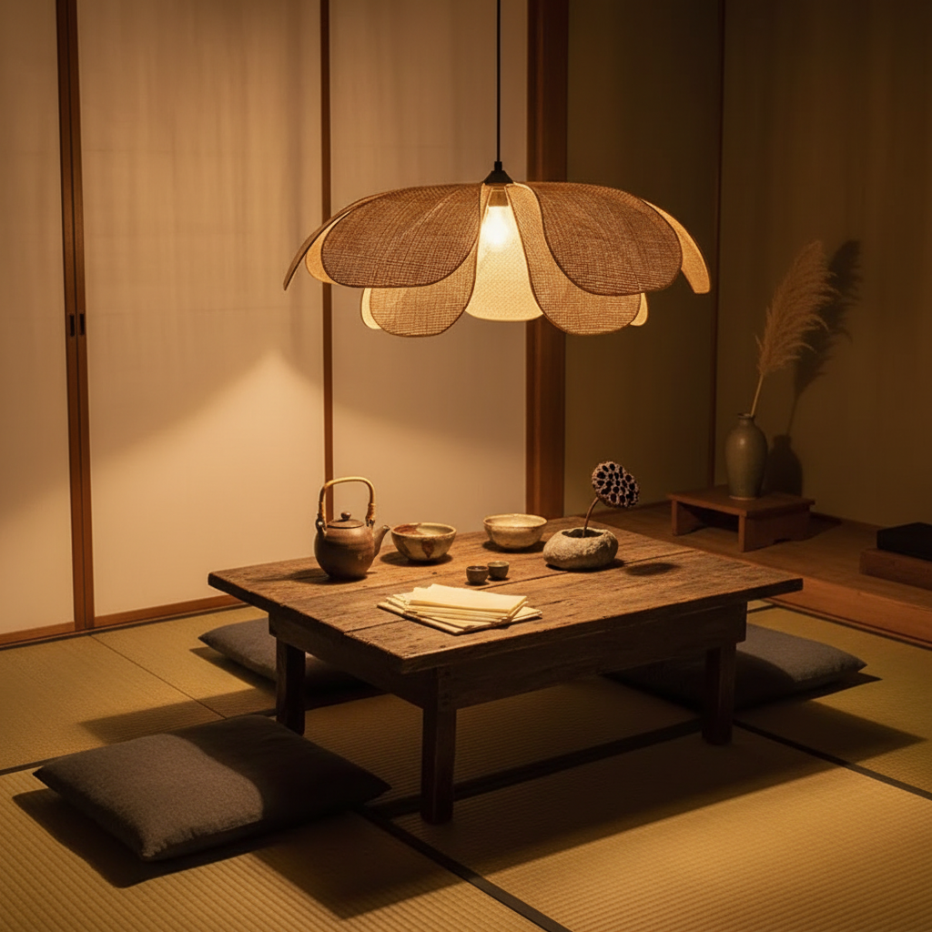 RattanGlow | Stylish Modern Hand-Woven Rattan Pendant Light Fixture 6