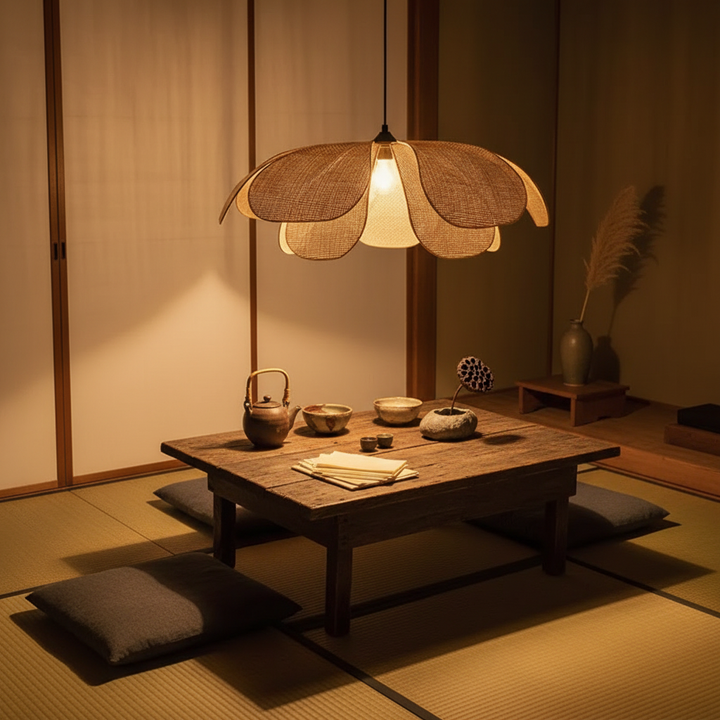 RattanGlow | Stylish Modern Hand-Woven Rattan Pendant Light Fixture 6