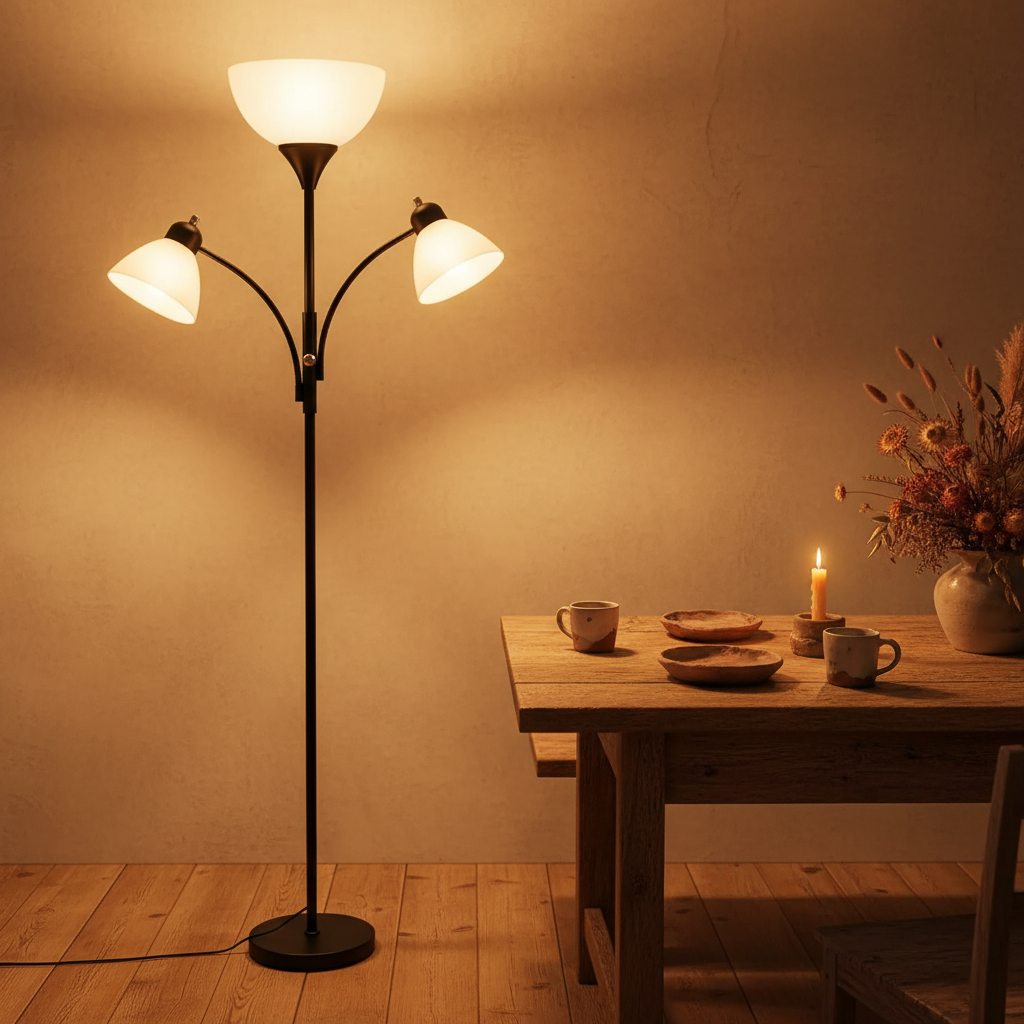 Luminara | Modern Black Standing Floor Lamp with Dimmable Reading Lights 6