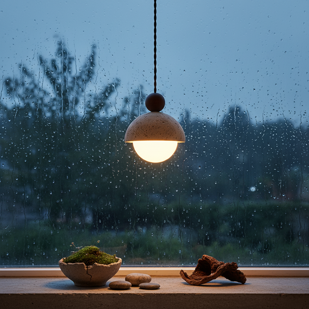 CavernLight | Elegant Yellow Travertine Kitchen Pendant Lighting Fixture 2