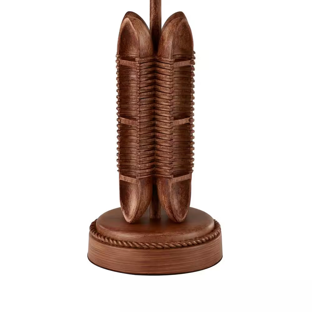 Miramar 20.5 In. 1-Light Faux Wood Canoe Indoor Table Lamp with Fabric Lamp Shade