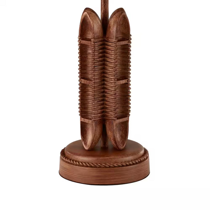 Miramar 20.5 In. 1-Light Faux Wood Canoe Indoor Table Lamp with Fabric Lamp Shade