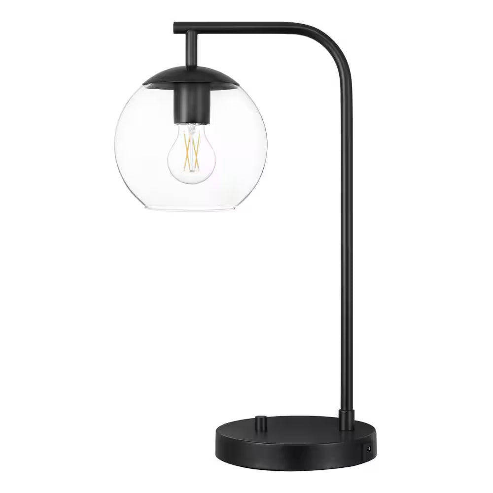 21.5 In. Frazier Tablelamp Black Finisih Clear Glass Shade