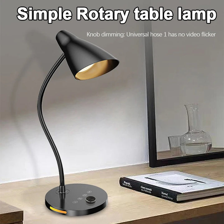 LED Desk Lamp Plug-In Knob Switch Five Level Dimming Desktop Reading Lamps Bedroom Dormitory Clip Type Iron Bedside Desk Light