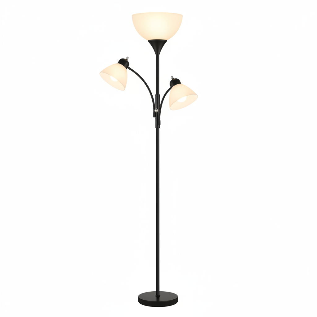 Luminara | Modern Black Standing Floor Lamp with Dimmable Reading Lights 1