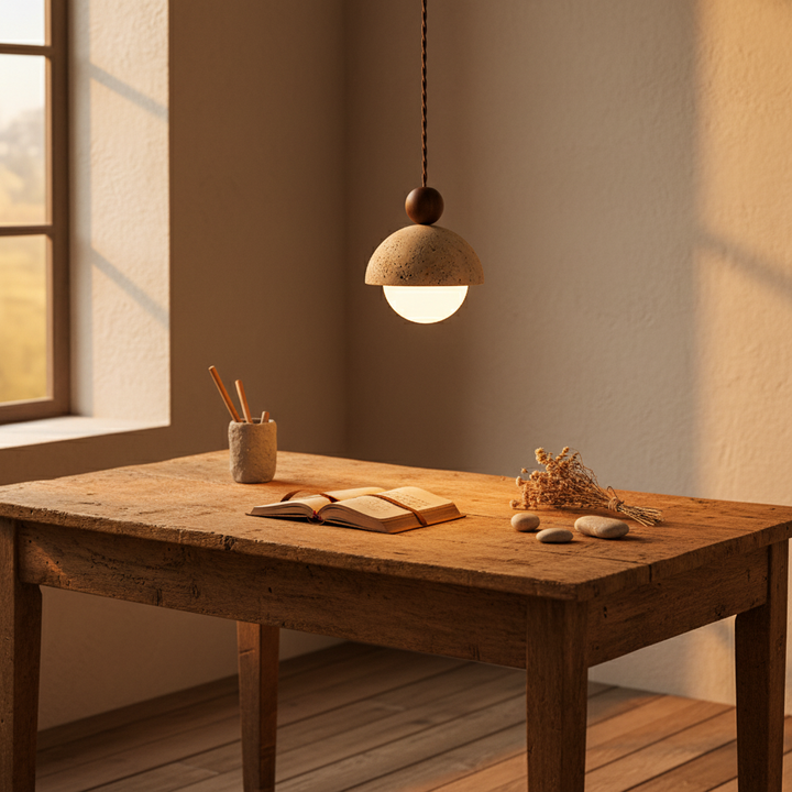CavernLight | Elegant Yellow Travertine Kitchen Pendant Lighting Fixture 4