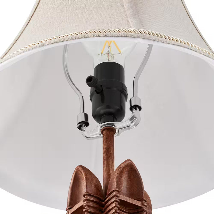 Miramar 20.5 In. 1-Light Faux Wood Canoe Indoor Table Lamp with Fabric Lamp Shade