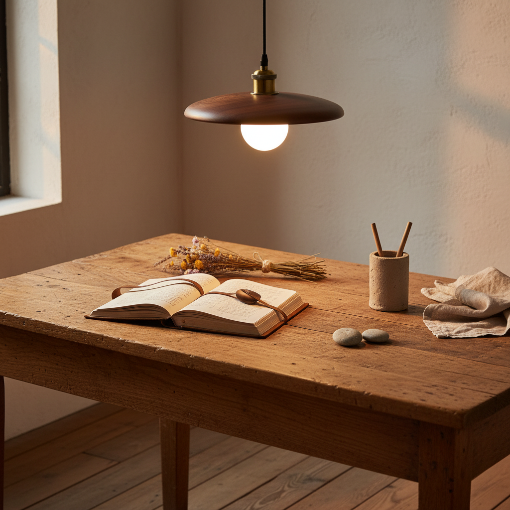 WoodenAura | Elegant Retro Wooden Pendant Light for Kitchen Lighting 8