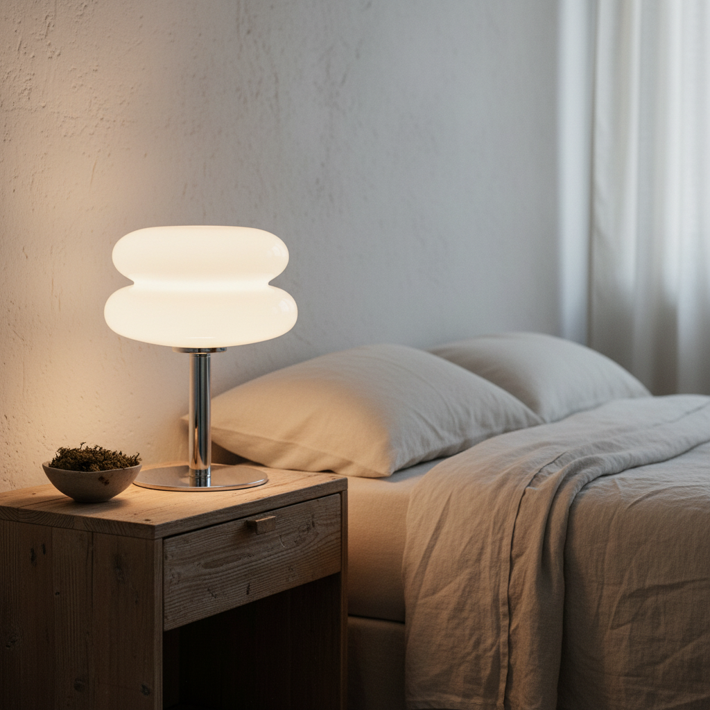 MacaronGlow | Elegant Colorful Glass Bedside Table Lamp for Ambient Lighting 13