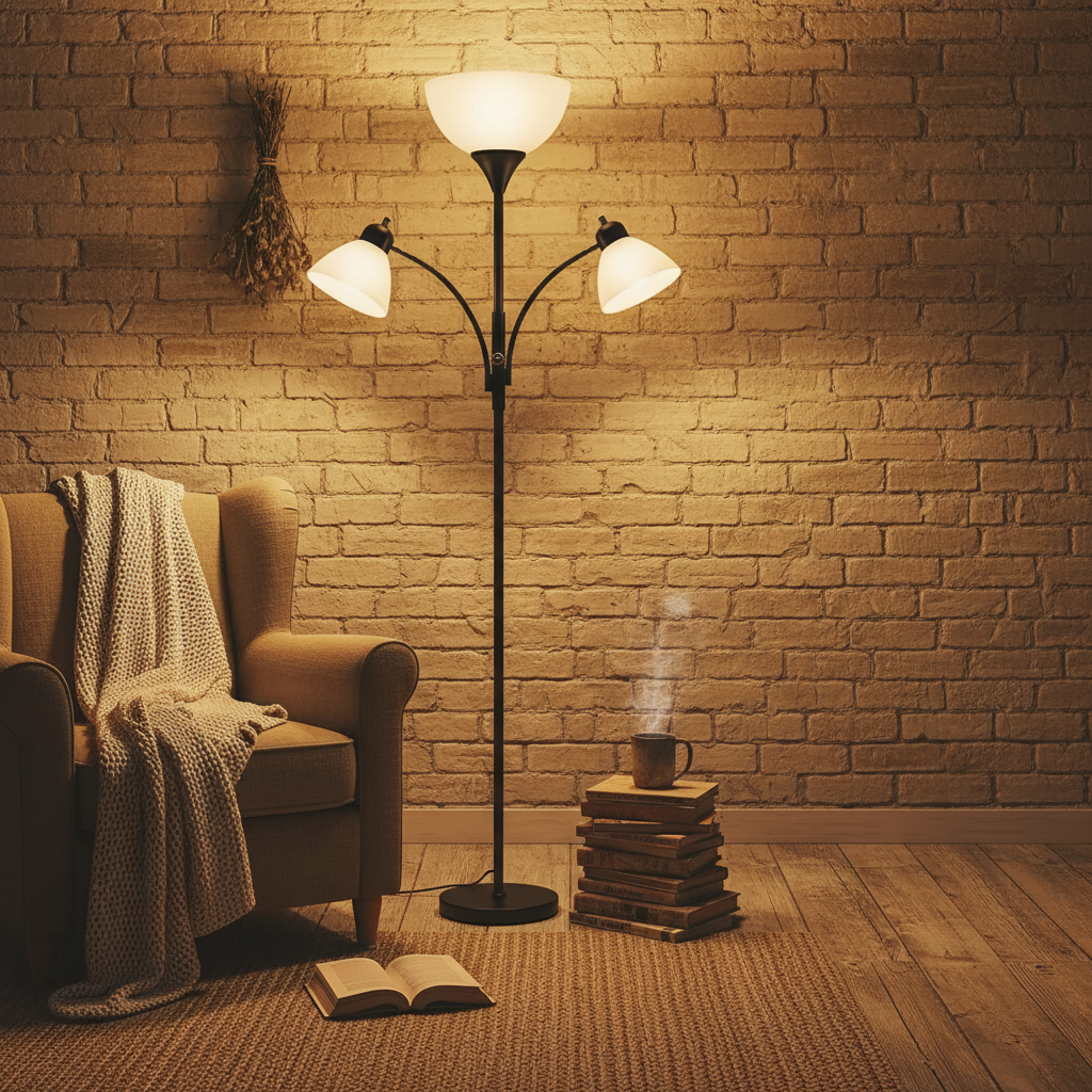 Luminara | Modern Black Standing Floor Lamp with Dimmable Reading Lights 2