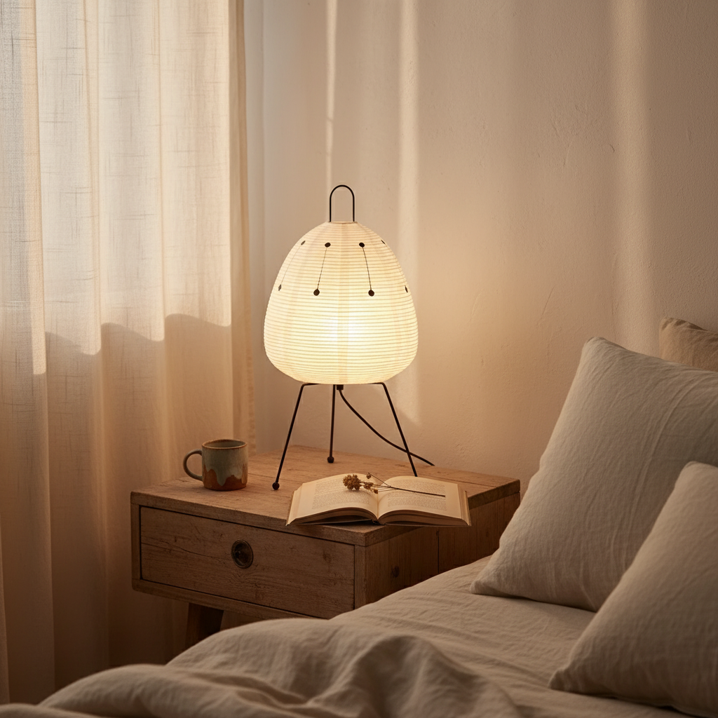 WabiSabiGlow | Serene Minimalist Rice Paper Ambient Light Lamp 9
