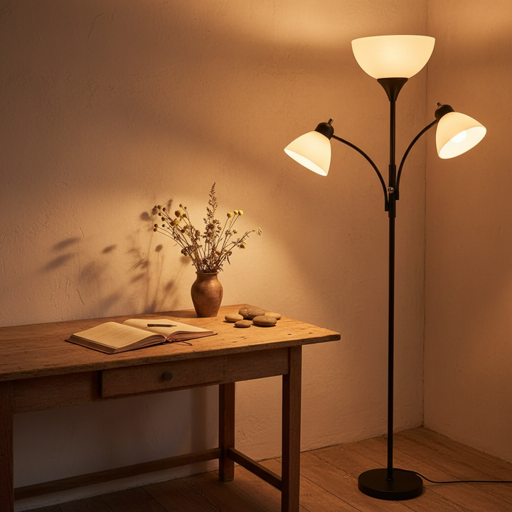 Luminara | Modern Black Standing Floor Lamp with Dimmable Reading Lights 4