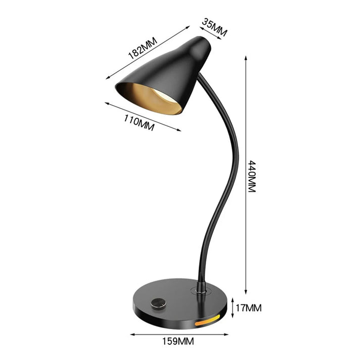 LED Desk Lamp Plug-In Knob Switch Five Level Dimming Desktop Reading Lamps Bedroom Dormitory Clip Type Iron Bedside Desk Light