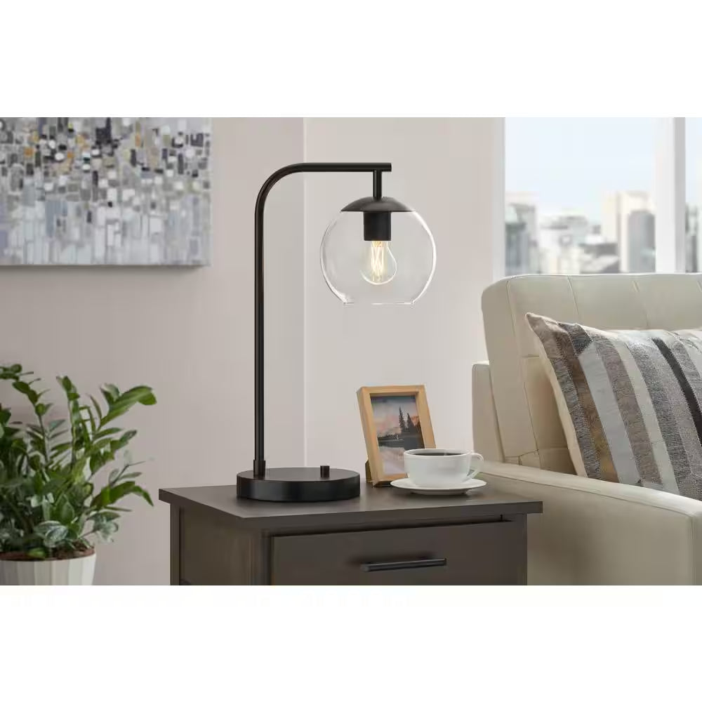 21.5 In. Frazier Tablelamp Black Finisih Clear Glass Shade