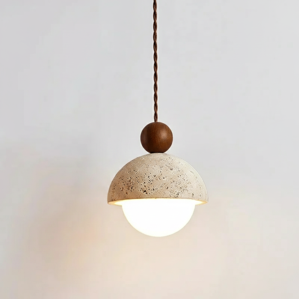 CavernLight | Elegant Yellow Travertine Kitchen Pendant Lighting Fixture 1